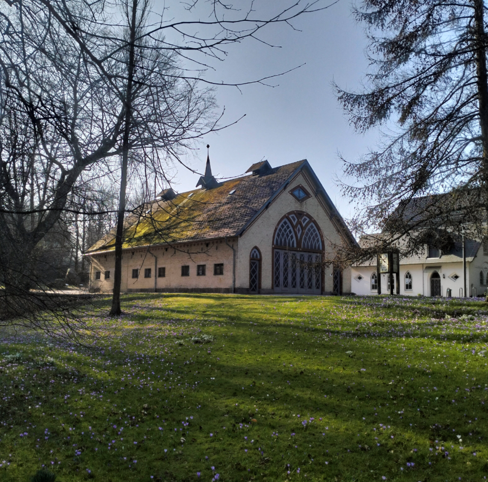 Eiszeit-Haus zu Beginn der Krokusblüte Anfang März 2025